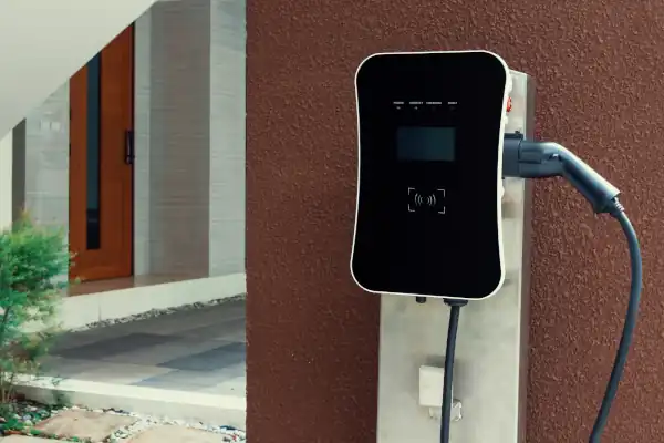 An electrician installing a car charger in a home in Georgia.